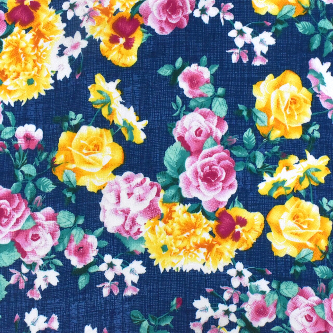 Nile Blue-Yellow-Multi Floral Printed Polyester Georgette Woven Fabric By the Yard